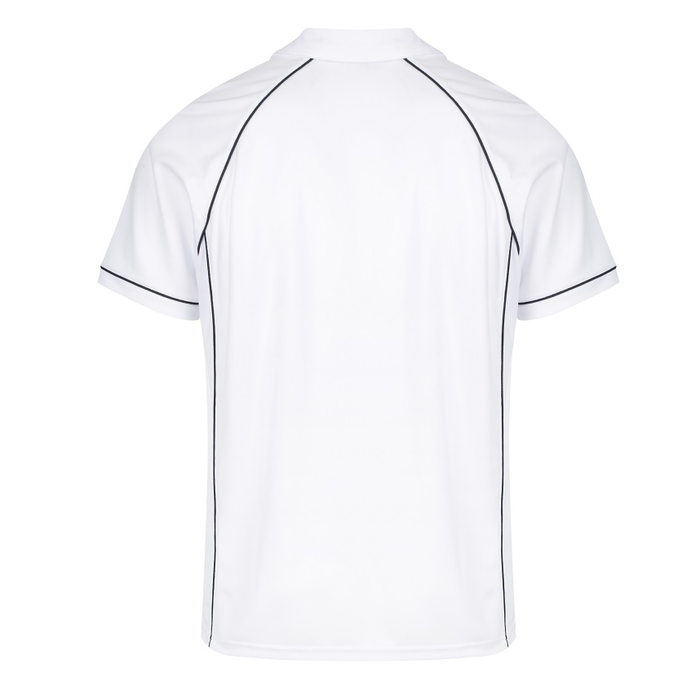 Aussie Pacific N1310 Mens Endeavour Polo, rear view, white/navy