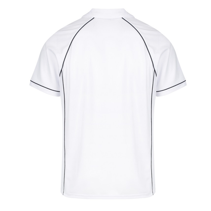 Aussie Pacific N1310 Mens Endeavour Polo, rear view, white/navy