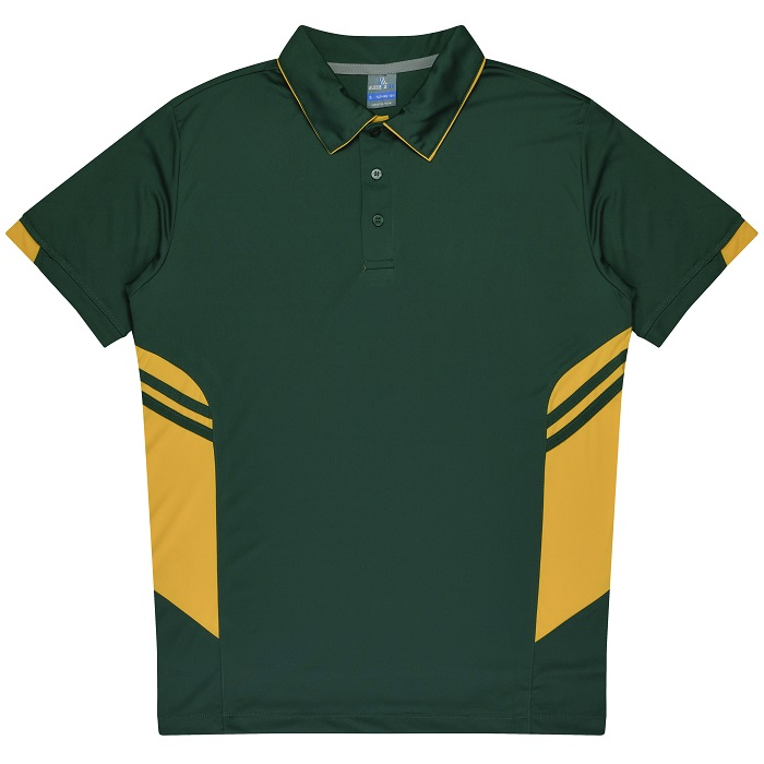Aussie Pacific N1311 Mens Tasman Polo bottle gold front view, moisture removing fabric