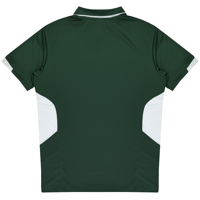 Aussie Pacific N1311 Mens Tasman Polo, bottle green with white, rear view