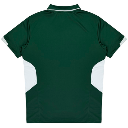 Aussie Pacific N1311 Mens Tasman Polo, bottle green with white, rear view