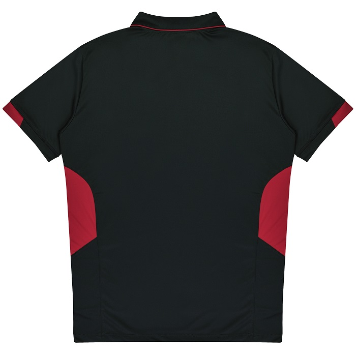 Aussie Pacific N1311 Mens Tasman Polo, black with red, rear view