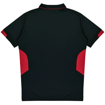 Aussie Pacific N1311 Mens Tasman Polo, black with red, rear view