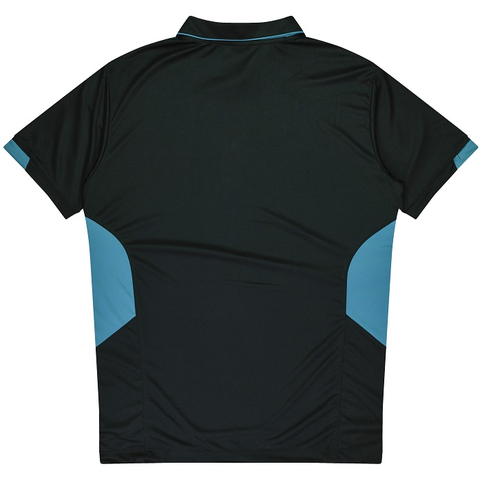 Aussie Pacific N1311 Mens Tasman Polo, black with teal, rear view