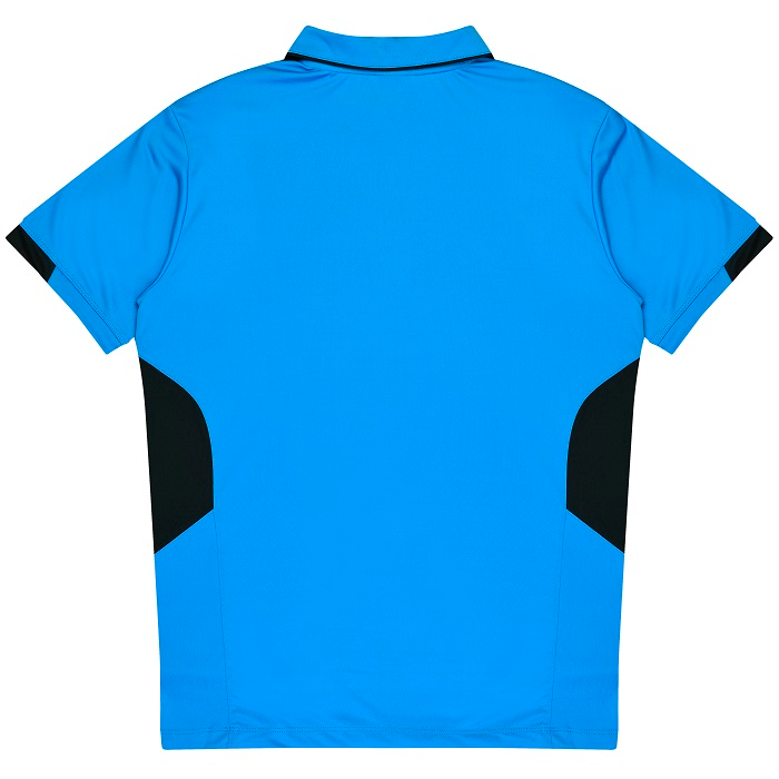 Aussie Pacific N1311 Mens Tasman Polo, cyan/ black, rear view