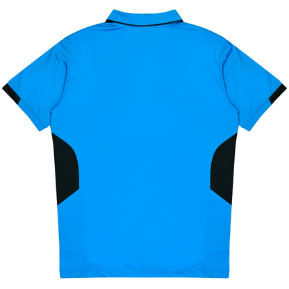 Aussie Pacific N1311 Mens Tasman Polo, cyan/ black, rear view