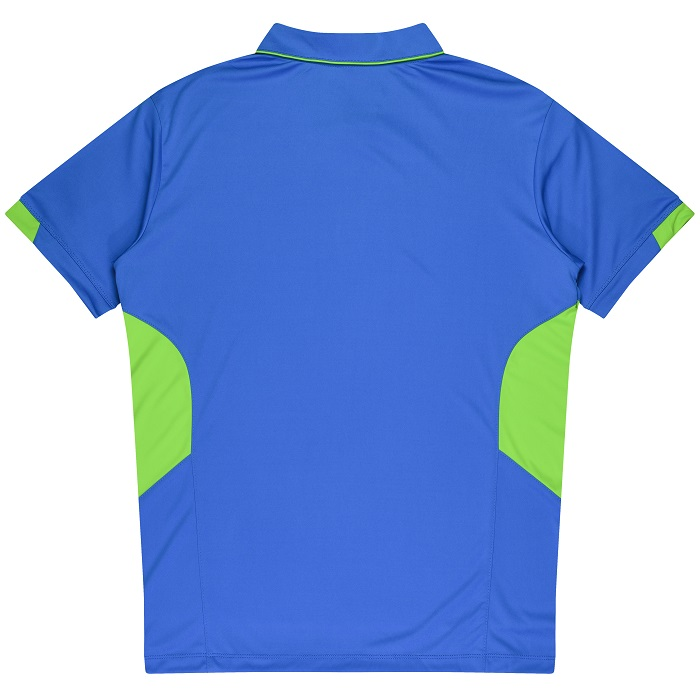 Short sleeve cyan blue and green back view, Aussie Pacific N1311 Mens Tasman Polo