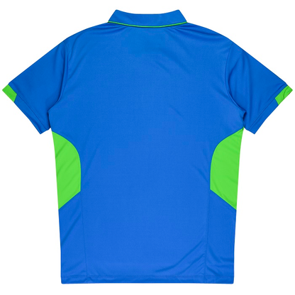 Short sleeve cyan blue and green back view, Aussie Pacific N1311 Mens Tasman Polo