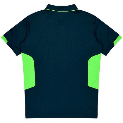 Aussie Pacific N1311 Mens Tasman Polo, navy neon green , back view