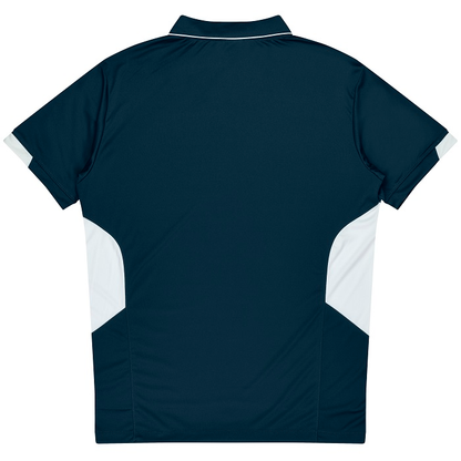 Aussie Pacific N1311 Mens Tasman Polo, corporate teams polo shirt, rear view, navy /white