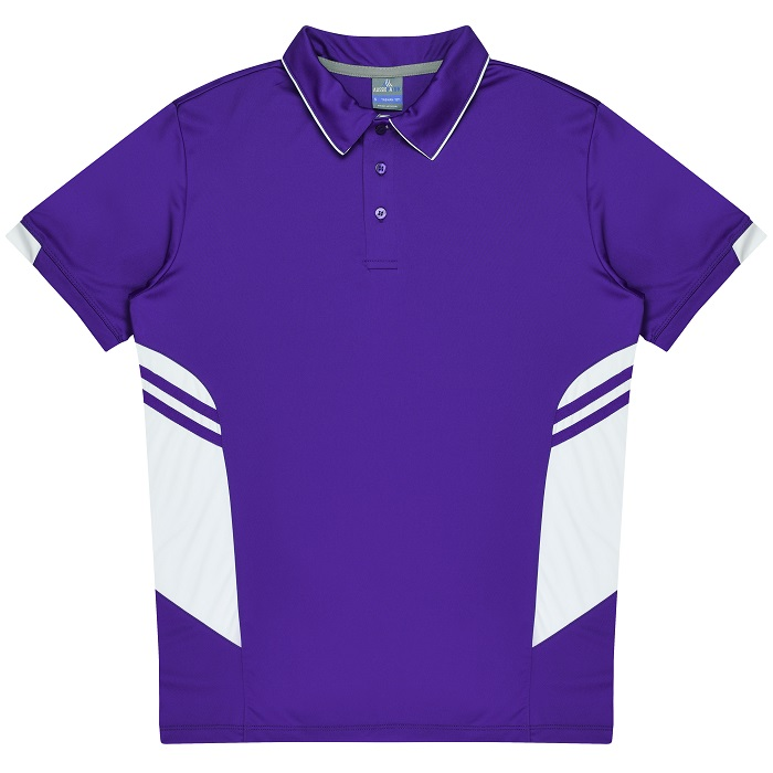 Purple and white, front view, Aussie Pacific N1311 Mens Tasman Polo