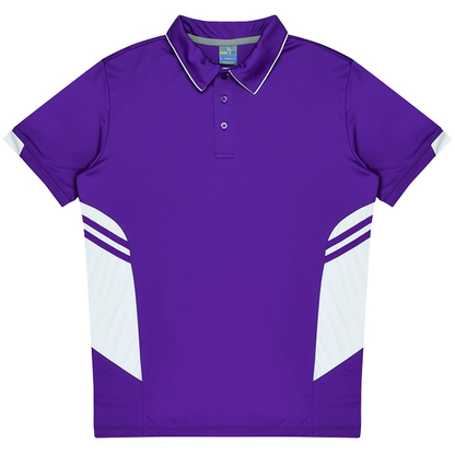 Purple and white, front view, Aussie Pacific N1311 Mens Tasman Polo