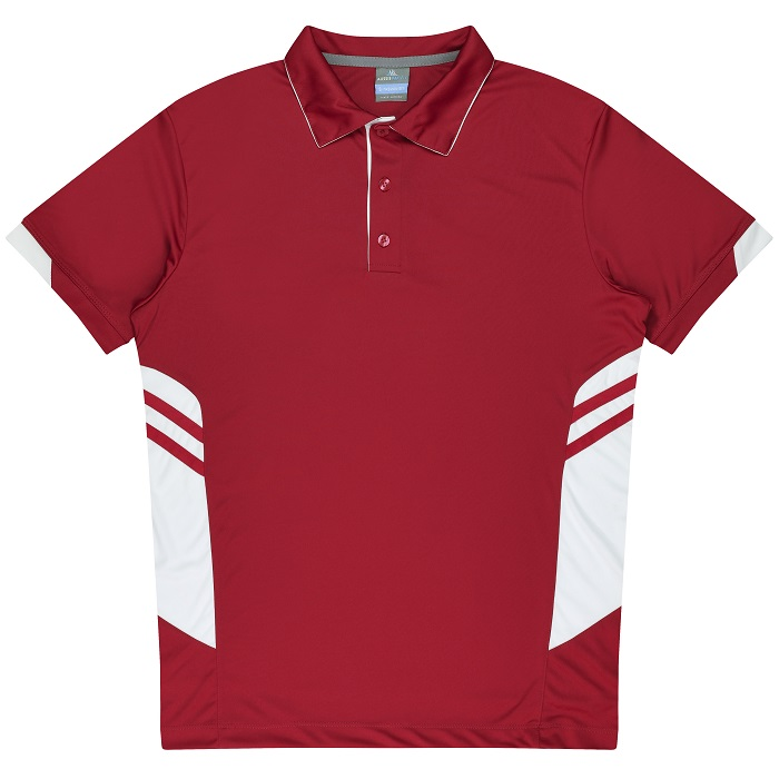 Red with white, front view, anti pill fabric, Aussie Pacific N1311 Mens Tasman Polo