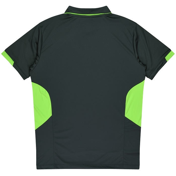 Aussie Pacific N1311 Mens Tasman Polo, rear view, slate neon green