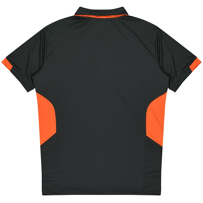 Aussie Pacific N1311 Mens Tasman Polo, slate grey and orange, rear view
