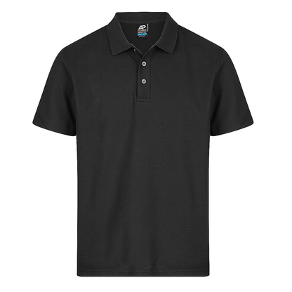Black Short sleve professional, Aussie Pacific N1312 Hunter Mens Polo, front view