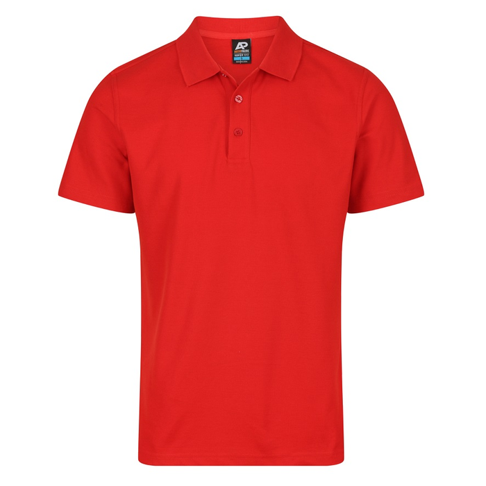 Bright Red, easy care fabric, front view, Aussie Pacific N1312 Hunter Mens Polo