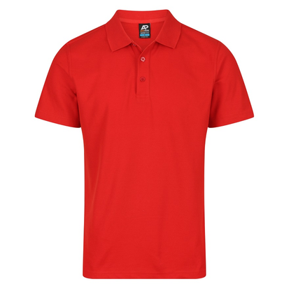 Bright Red, easy care fabric, front view, Aussie Pacific N1312 Hunter Mens Polo