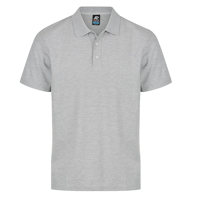 Grey Marle, classic fit, Aussie Pacific N1312 Hunter Mens Polo, front view