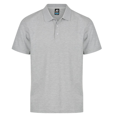 Grey Marle, classic fit, Aussie Pacific N1312 Hunter Mens Polo, front view