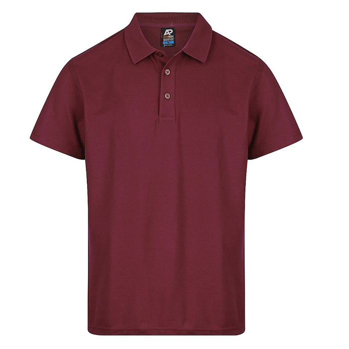 Aussie Pacific N1312 Hunter Mens Polo, maroon, front view, breathable, comfortable