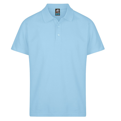 Sky light blue, front view, corporate, Aussie Pacific N1312 Hunter Mens Polo