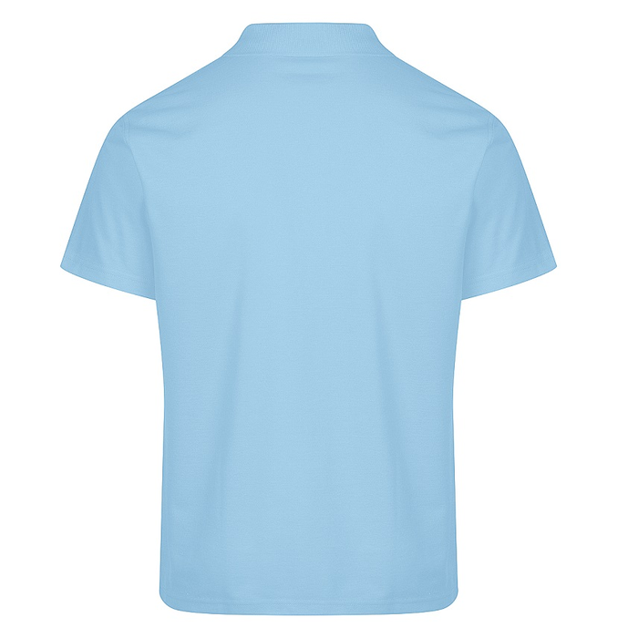 Light sky blue short-sleeve Aussie Pacific N1312 Hunter Mens Polo, rear view