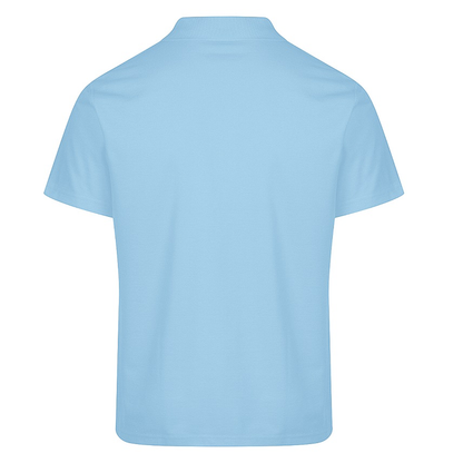 Light sky blue short-sleeve Aussie Pacific N1312 Hunter Mens Polo, rear view