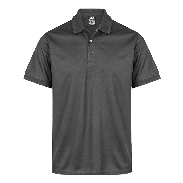 Aussie Pacific N1314 Mens Lachlan Polo, slate, dark charcoal grey, front view