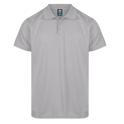 Silver, light grey, corporate, Aussie Pacific N1314 Mens Lachlan Polo, front view
