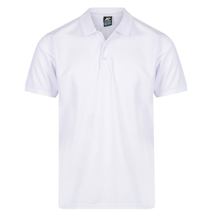 premium, white, everyday wear, Aussie Pacific N1314 Mens Lachlan Polo, front view
