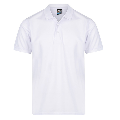premium, white, everyday wear, Aussie Pacific N1314 Mens Lachlan Polo, front view
