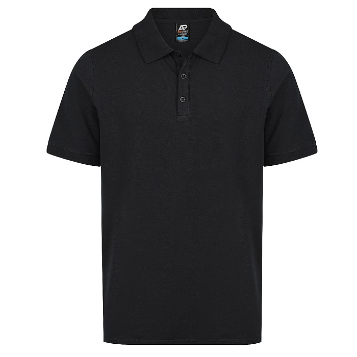 Classic black, Aussie Pacific N1315 Mens Claremont Polo, front view