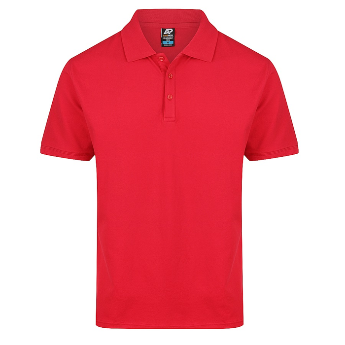 Bright Red, short sleeve, Aussie Pacific N1315 Mens Claremont Polo, front view