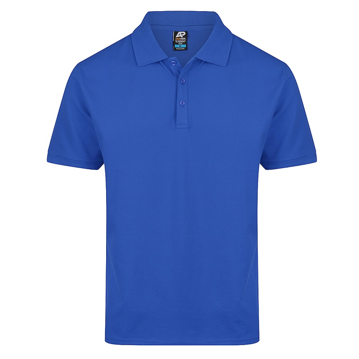 Royal blue, three button, corporate, workplace, Aussie Pacific N1315 Mens Claremont Polo front view