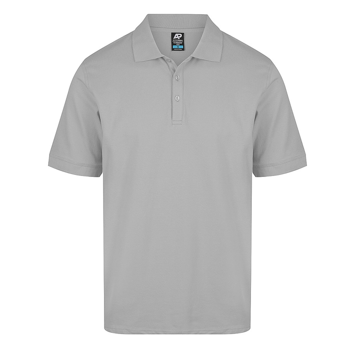 Professional, silver, front view, Aussie Pacific N1315 Mens Claremont Polo