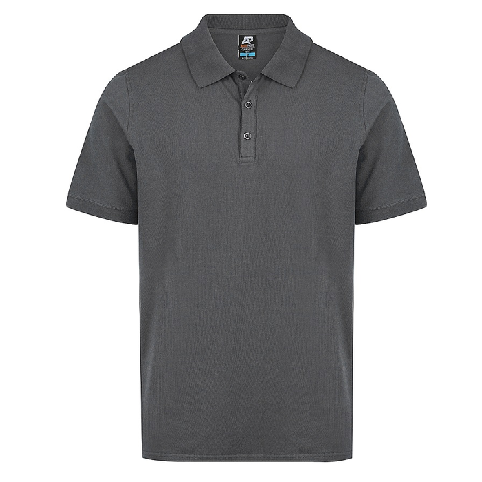 dark slate grey, Aussie Pacific N1315 Mens Claremont Polo, front view, easy care fabric