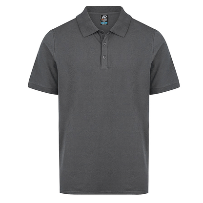 dark slate grey, Aussie Pacific N1315 Mens Claremont Polo, front view, easy care fabric