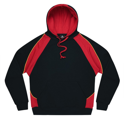 Black pullover with read contrast, kangaroo pocket, Aussie Pacific N1509 Huxley Mens Hoodie front view