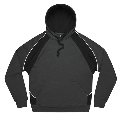Modern fit, slate grey with black panels, Aussie Pacific N1509 Huxley Mens Hoodie, front view