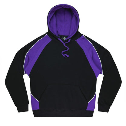 Mens black with bright purple easy care everyday sports fitness, Aussie Pacific N1509 Huxley Mens Hoodie