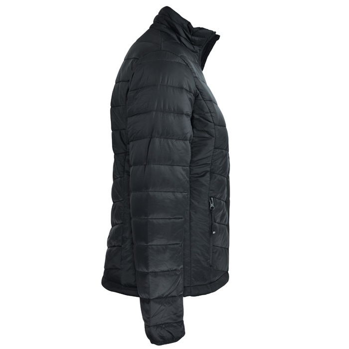 Side view, black, quilted puffer, corporate branding, Aussie Pacific N1522 Buller Mens Jacket