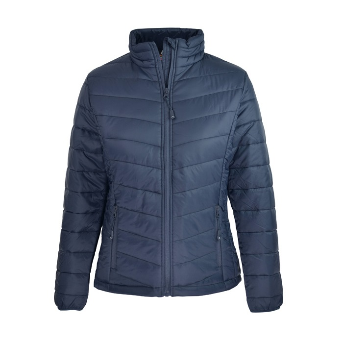 Navy blue, full zip, zip pockets, Aussie Pacific N1522 Buller Mens puffer Jacket, front view