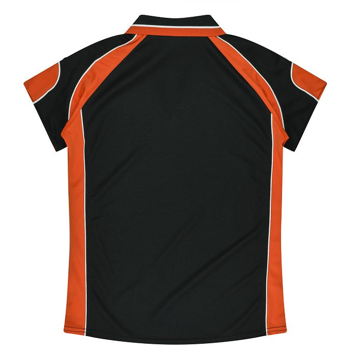 Aussie Pacific N2300 Murray Ladies Polo, black/orange, rear view