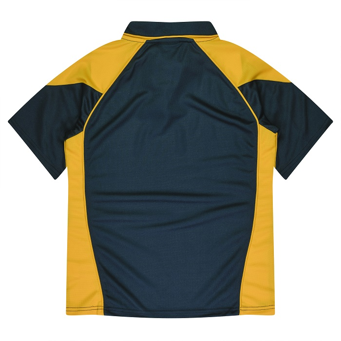 Navy with gold detail, Aussie Pacific N2301 Premier Lady Polos, modern fit, rear view