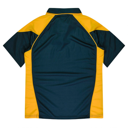 Navy with gold detail, Aussie Pacific N2301 Premier Lady Polos, modern fit, rear view
