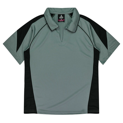 Aussie Pacific N2301 Premier Lady Polos, Short sleeve, corporate, Grey with black contrasts, front view