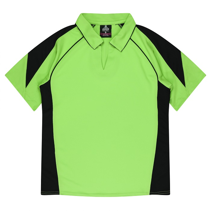 Womens apple green and black detail, Aussie Pacific N2301 Premier Lady Polos, front view, anti bacterial fabric
