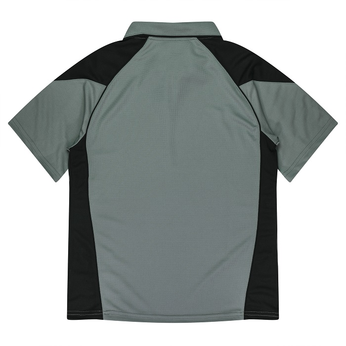 Aussie Pacific N2301 Premier Lady Polos athletic polo shirt, ashe grey and black, rear view