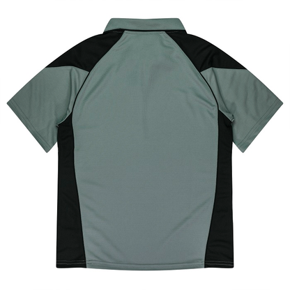 Aussie Pacific N2301 Premier Lady Polos athletic polo shirt, ashe grey and black, rear view